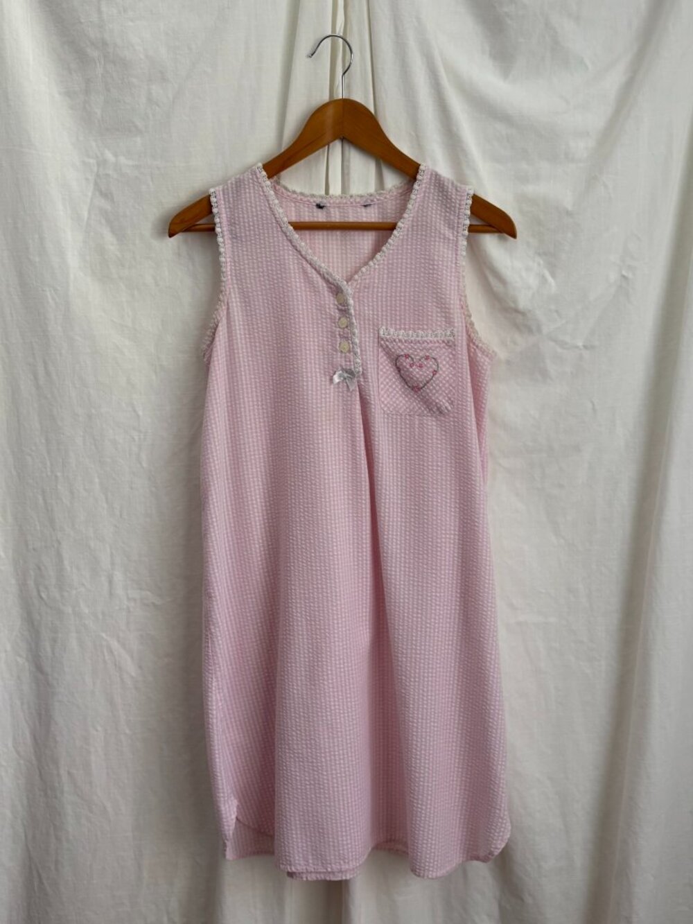 Vintage Pink & White Gingham Nightgown